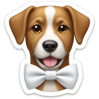 a dog with a white bow sticker