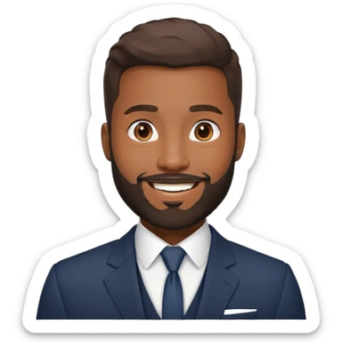 homme noir beau avec une belle barbe et en costume visage rond sourire beau sticker