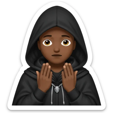 🥷🏽: inspire toi de cet emoji faisant en sorte qu’il est les mains sur ses yeux et garde sa cagoule noir sticker