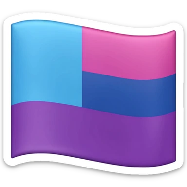 I want a flag, I want the first stripe at the top of the flag to be pink 🩷. I want The middle stripe to be the color purple 💜. And finally the bottom stripe I want the color blue 💙. Only those three colors in that exact order, pink, purple, blue. Make the colors more vibrant sticker