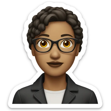 Brunette woman with light skin and glasses  sticker