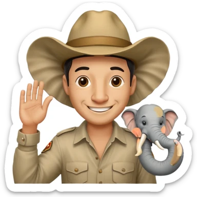 elephhant sitting over mans head  sticker