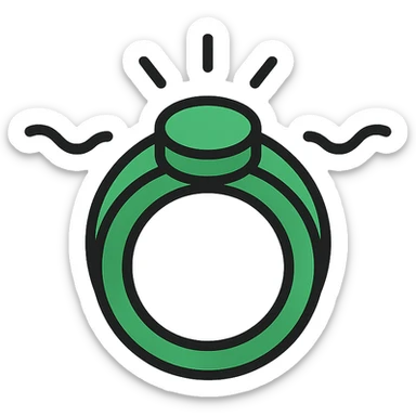 green power ring named Elasticity, with a dynamic, stretching effect around it, representing flexibility, modern icon style sticker