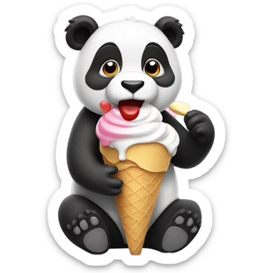 Panda eating ice cream sticker