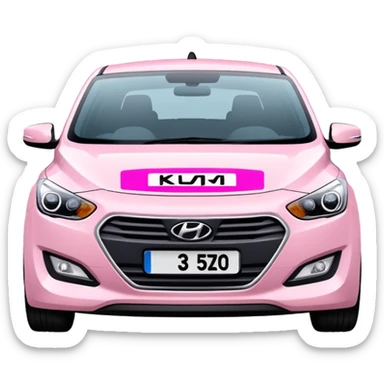 White Hyundai i30 with pink KELLIE number plate sticker