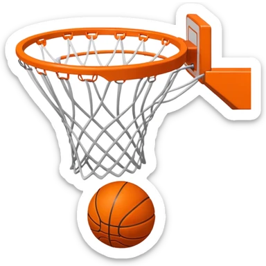 Basketball scoring through net, top-down perspective sticker