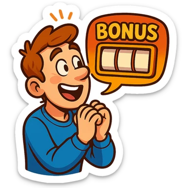 a person eagerly waiting for a bonus slot, anticipation, hopeful expression, cartoon style, vibrant colors sticker