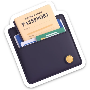 official document folder with passport and papers sticker
