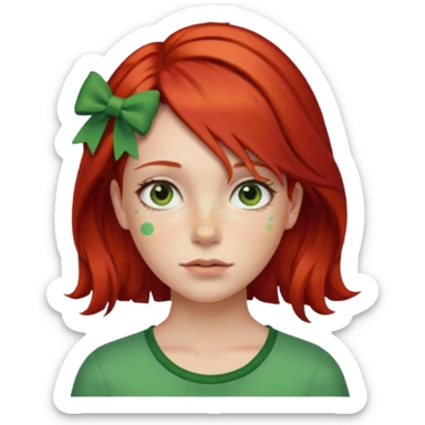  girl with red hair and green color hairclip sticker