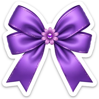 purple flower bow with glitter sticker