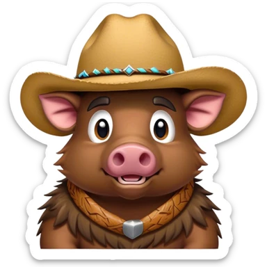 wild hawaiian boar wearing a cowboy hat sticker