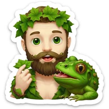 Dionysius the god licking a toad sticker