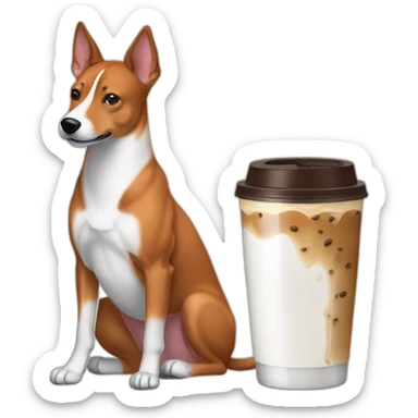 Gay Muscles / iced coffee / / dog// basenji  sticker