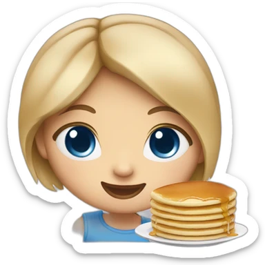 girl whit blue eye eat pancake sticker