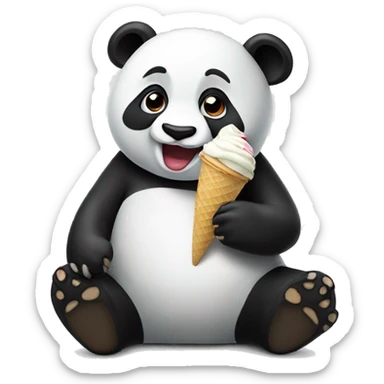 Panda eating ice cream sticker