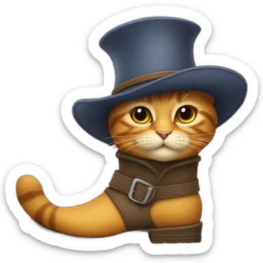 puss in boots wearing a hat and boots sticker