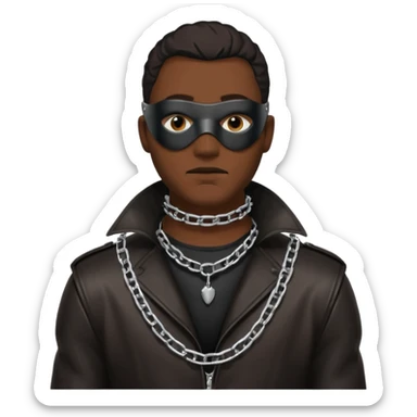 Leather masked, leather clothing, dark guy wearing chain collar sticker