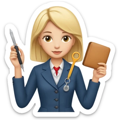 tailor woman holding measure blonde hair sticker