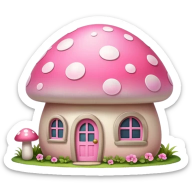 Girly pink tone cottage mushroom home sticker