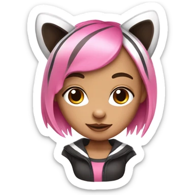 Spooky Punk Style White Girl with pink hair in funky raccoon costume sticker