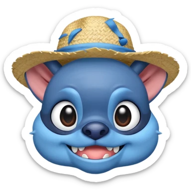 stitch qui porte un chapeau de luffy sticker