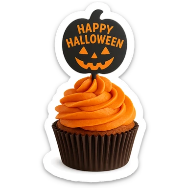 Halloween cupcake, remove background sticker