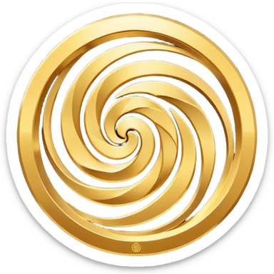 A smooth circular swirl of gold energy lines wrapping around the AYNI Gold logo at the center. Flat vector look, clean edges, and the phrase “AYNI Gold” subtly embedded in the swirl pattern. sticker