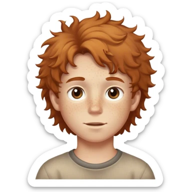 Boy with freckles and light brown fluffy hair sticker