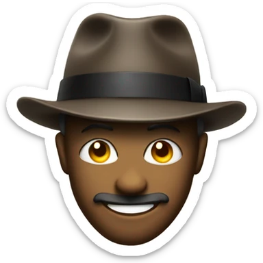 Smirking emoji tipping a fedora sticker