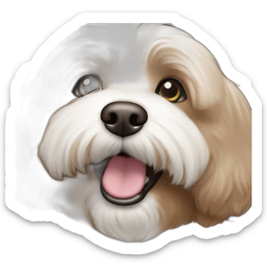 brown coloured dog bichon havanese  happy face sticker