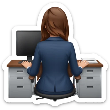 Back of head woman sitting on an office chair sticker