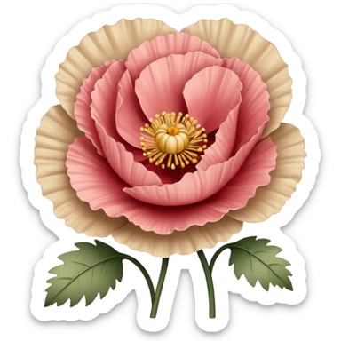 Carnation poppy beige light rose sticker