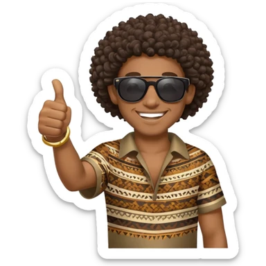 Black tribal man with curly hair wearing sunglasses smiling thumbs up sticker