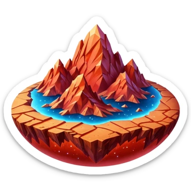 crystal mars planet, surface covered in glowing crystals mountains and dust sticker