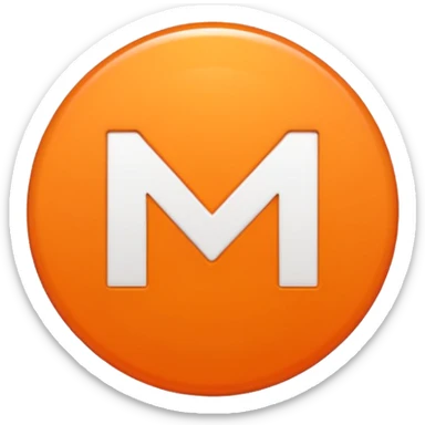 Orange circle with a white M in the Middle sticker