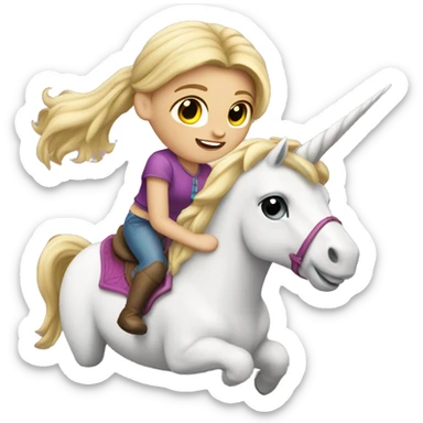 Blonde haired girl riding a unicorn  sticker