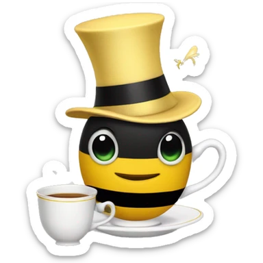Dancing Bridgerton Bee with top hat and tea cup sticker