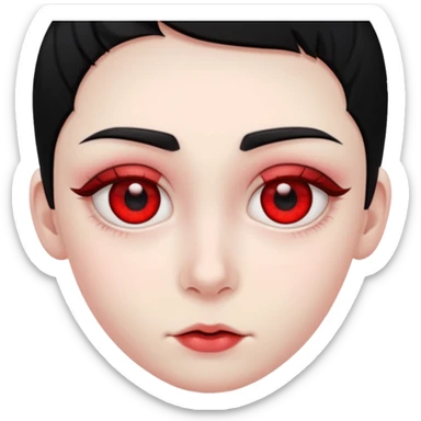 Crea un emoji kn la vibra de un drogado haz la wuea k te pido ph wn oe la cara normal noma blanca kn los ojos rojos y k estén hachicados igual k los chinos k sea joven y kn el pelo negro mira k las pupilas sean negras pero k tenga los glóbulos rojos  sticker