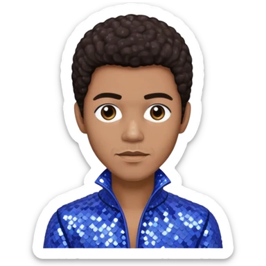 Bobby Farrell from Boney M with dark brown hair, periwinkle sequin outfit sticker