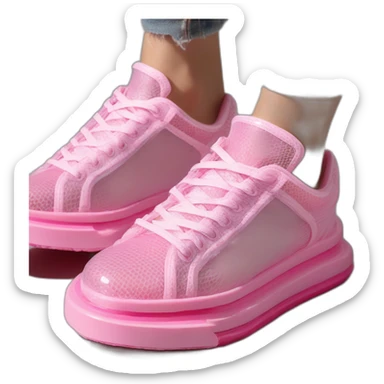 Ribber-trimmed mesh pvc sneakers crimsom sticker