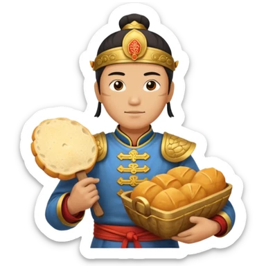 chinese ancient warrior with bread sticker