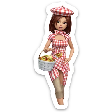 girl with basket and food sticker