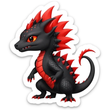 Fiery gothic evil black and red salandit-Liten-torracat with a red Mohawk  sticker