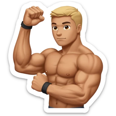 big muscular arm, fist to shoulder view sticker
