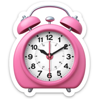 pink alarm clock with the white face sticker