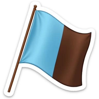 A flag with light blue and chocolate colour sticker