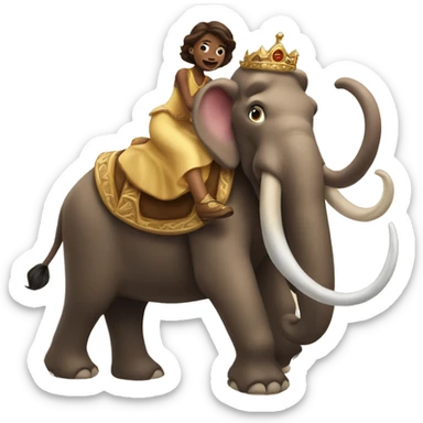 Princess riding a cute Mammoth  sticker