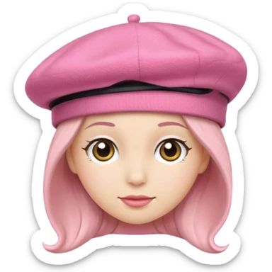a pink beret hat sticker