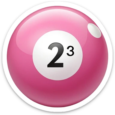 pink billiard ball with the number 23 inside a white circle sticker