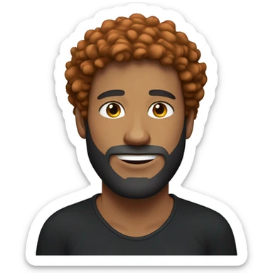 fair skin, Red-haired man with curly hair and a beard, wearing a black Nike t-shirt  sticker